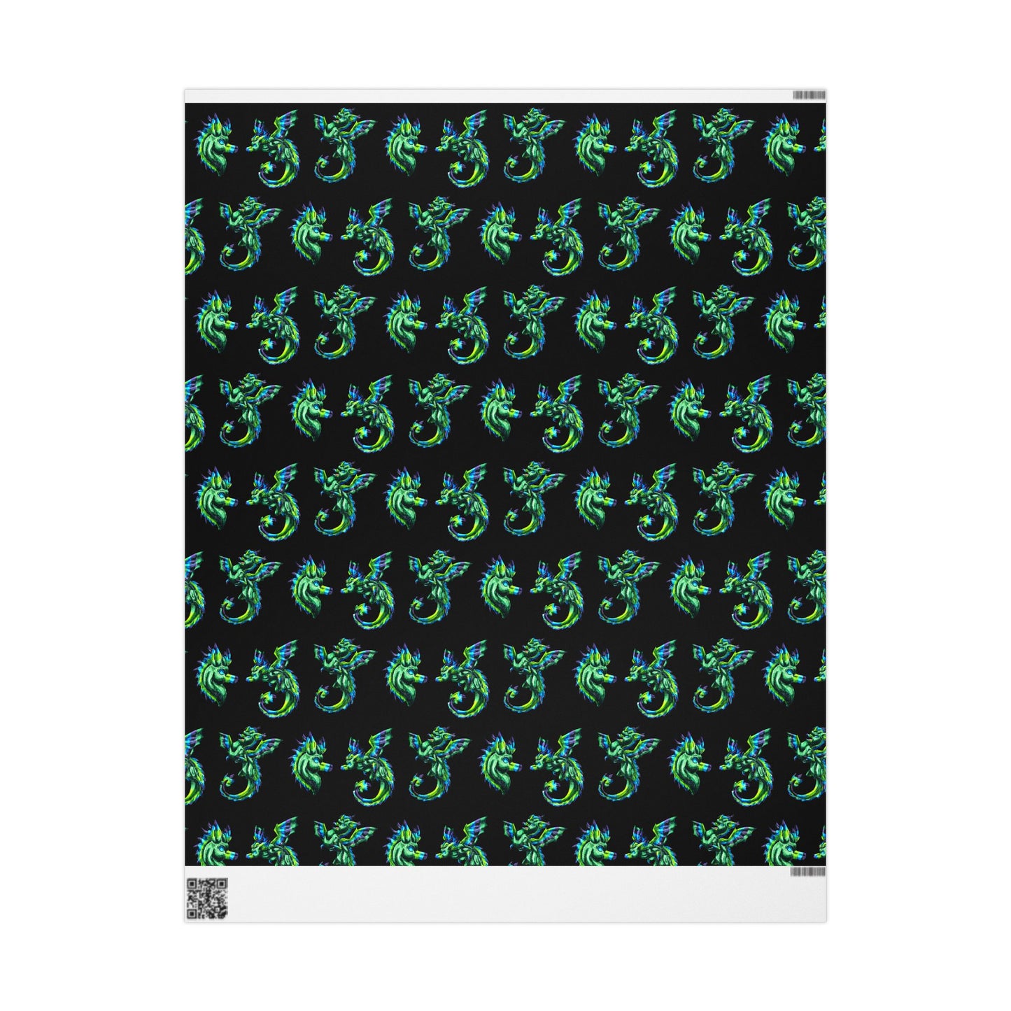 Arlith- Emerald Chibi Dragon – Aggressive Green Fantasy Chibi Dragon Art – Dragon Pattern – Mythical Creature  – Dragon Lover Gift Pattern Gift Wrap Sheets