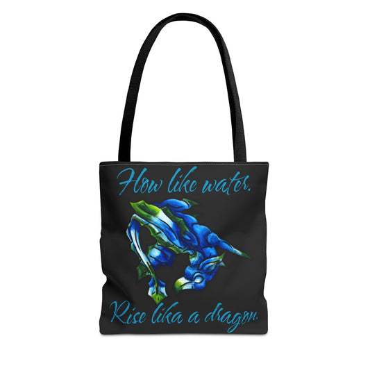 Chibi Water Dragon Art- Elemental- Aquatic Fantasy Creature- Two-Toned Tote Bag