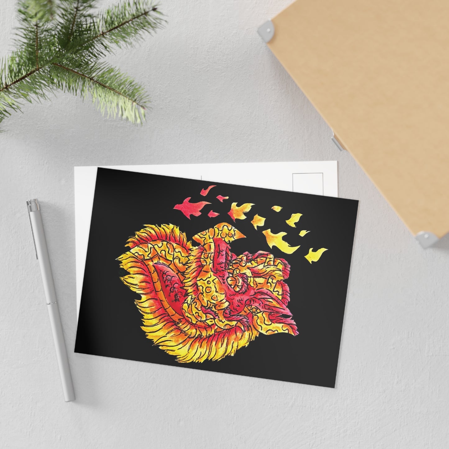 Fire Dragon Head Fine Art Postcards