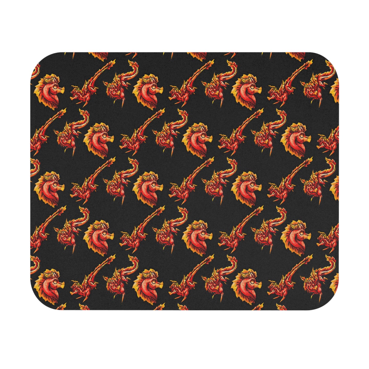Chibi Fire Dragon- Pattern- Elemental- Fantasy Dragon- Mousepad