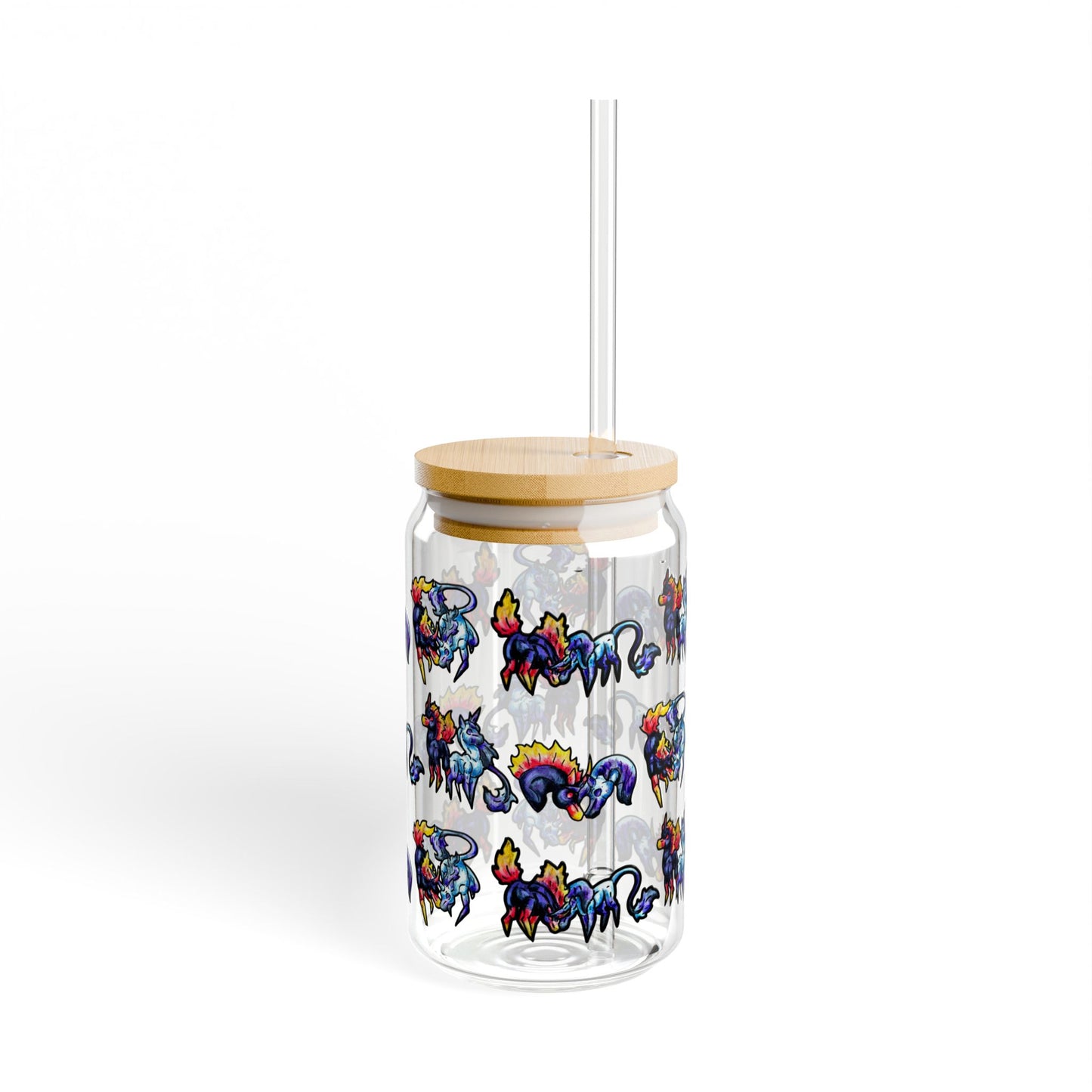 Chibi Dream and Nightmare Unicorn- Pattern- Celestial Nightmare- Duality– Light and Dark Fantasy- Glass Tumbler 16oz
