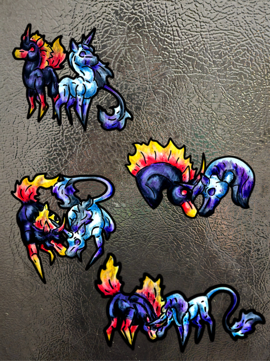 Chibi Nightmare & Unicorn 4pk Magnets