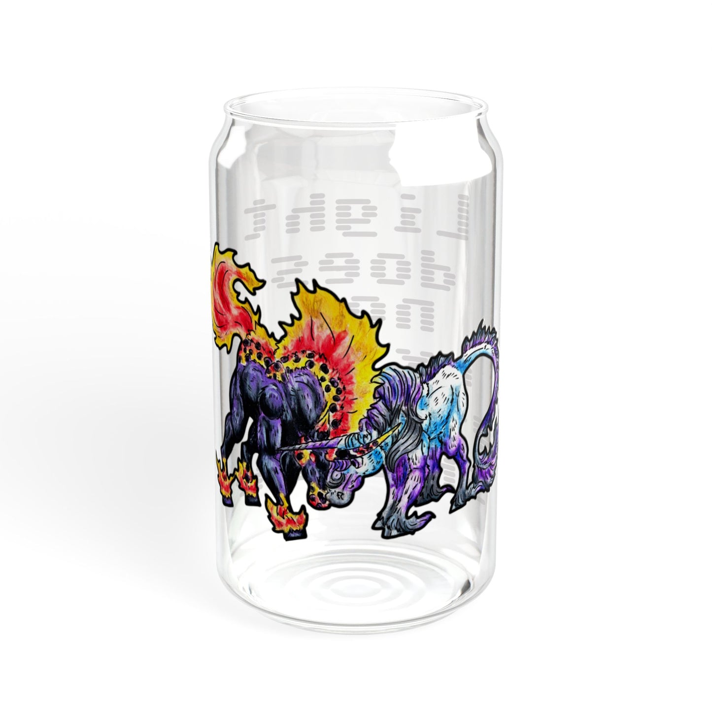 Dream and Nightmare Unicorn- Light & Shadow- Celestial Nightmare- Duality– Light and Dark Fantasy- Glass Tumbler 16oz