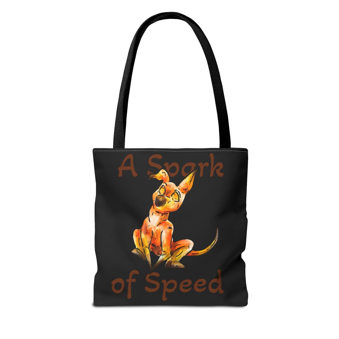 Caenin- Double-Sided Bag- Chibi Orange Dog – Warm Fantasy Dog Art – Fantasy Creature Decor – Dog Lover Gift– Tote Bag