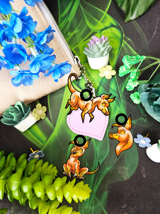 Caenin - Chibi Orange Dog – Warm Fantasy Dog Art – Fantasy Creature Decor – Dog Lover Gift - Multi-Pack Charms