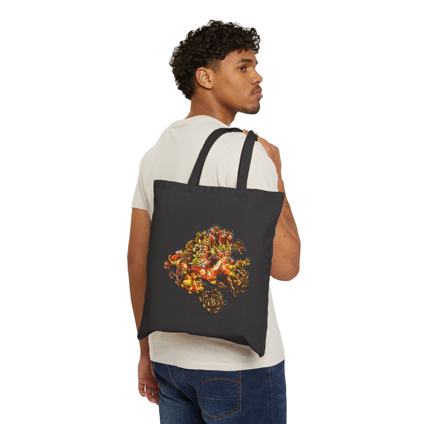 Aster the Fall Hedgehog Cotton Canvas Tote Bag