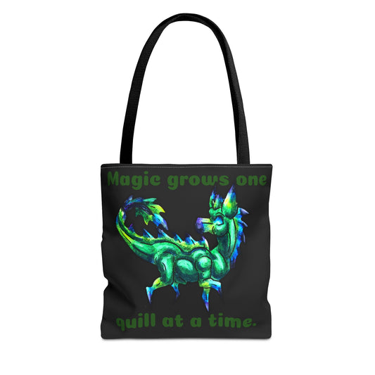 Chibi Arlathia the Hedgehog- Green Creature Drawing - Cute Animal Illustration- Two-Toned Tote Bag