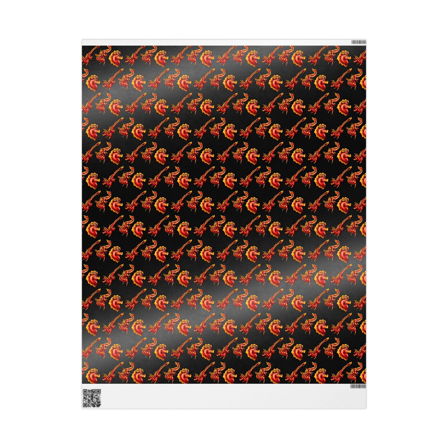 Chibi Fire Dragon- Pattern- Elemental- Fantasy Dragon- Gift Wrap