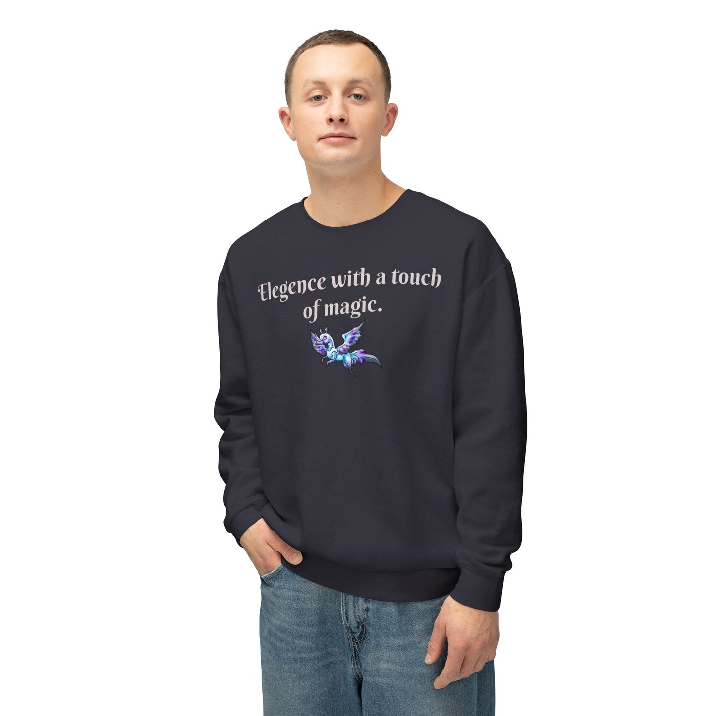 Chib Seleste the Peryton- Elegance- Fantasy Creature- White Deer Bird- Crewneck