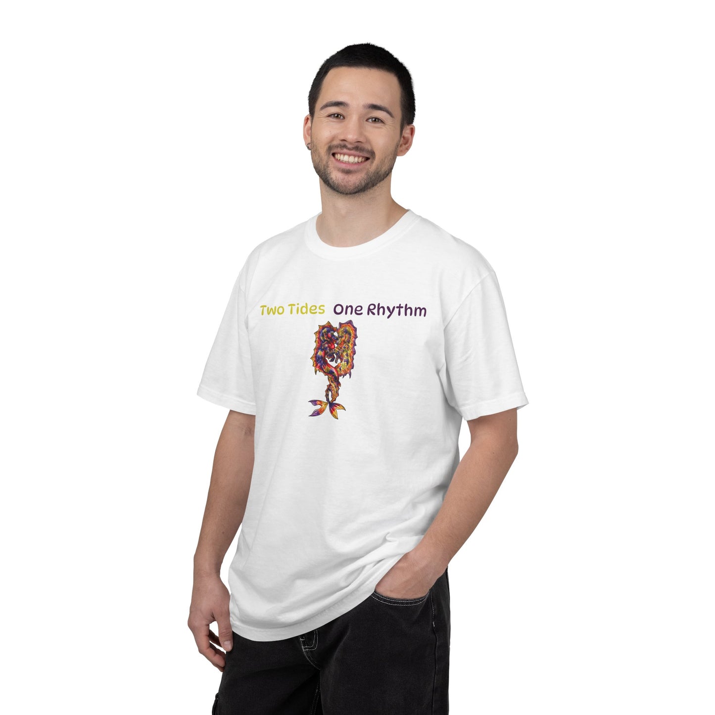 Dual Hippocampus – Two Rhythms- Dual Ocean Fantasy Art – Hippocampus Pair- T Shirt