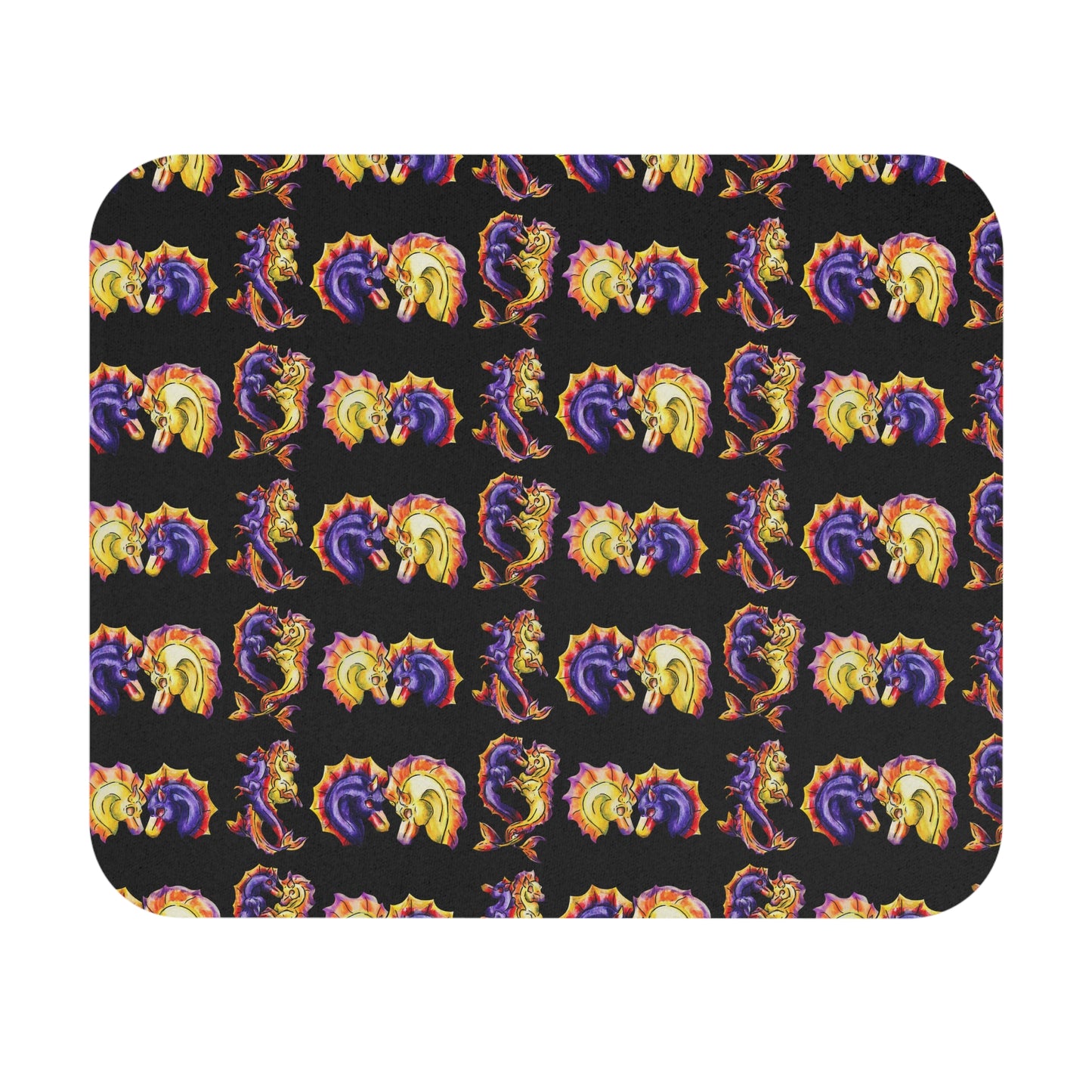 Chibi Dual Hippocampus Pattern – Dual Ocean Fantasy Art – Hippocampus Pair- Mouse Pad