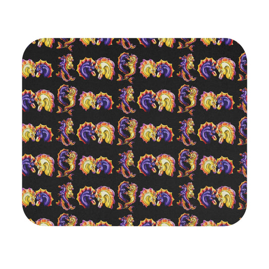 Chibi Dual Hippocampus Pattern – Dual Ocean Fantasy Art – Hippocampus Pair- Mouse Pad