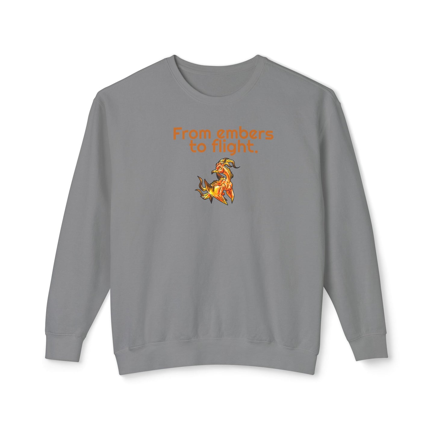 Chibi Cayene the Pheonix- Embers- Fantasy Bird Illustration- Majestic Phoenix- Crewneck