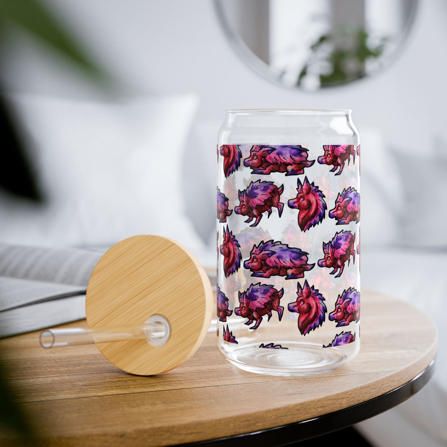 Chibi Azalea the Hedgehog-Pattern- Chibi Hedgehog- Cute Animal - Glass Tumbler 16oz