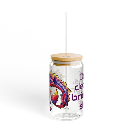Sunset Hippocampus- Depths & Shine- Marine Fantasy Illustration- Fantasy Ocean Art- Glas Tumbler 16oz