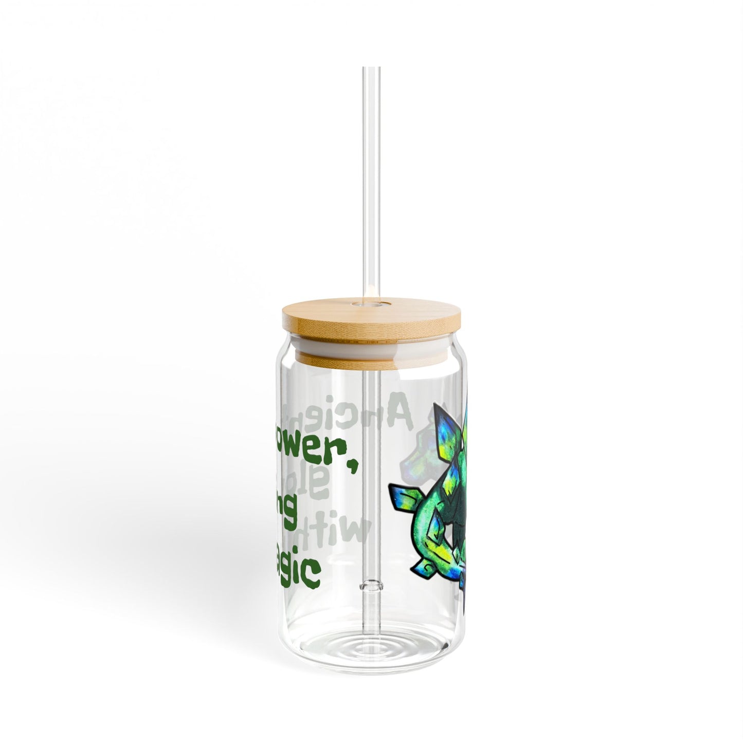 Chibi Arith the Stegosaurus-Ancient Power- Chibi Dinosaur Art- Prehistoric Creature- Glass Tumbler 16oz