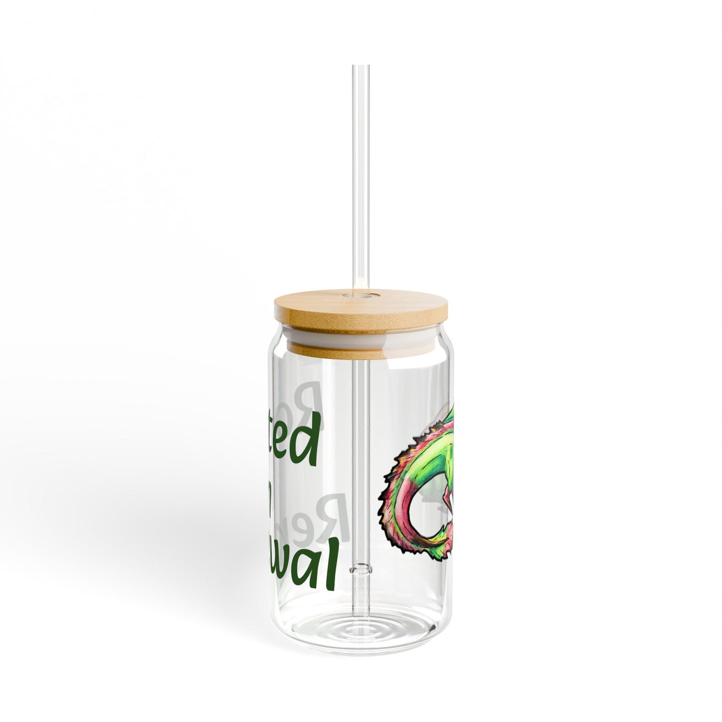 Chibi Spring Dragon- Rooted in Renewal- Fantasy Nature- Mythical Creature- Forest Guardian Art - Dragon Lover Gift - Sipper Glass, 16oz