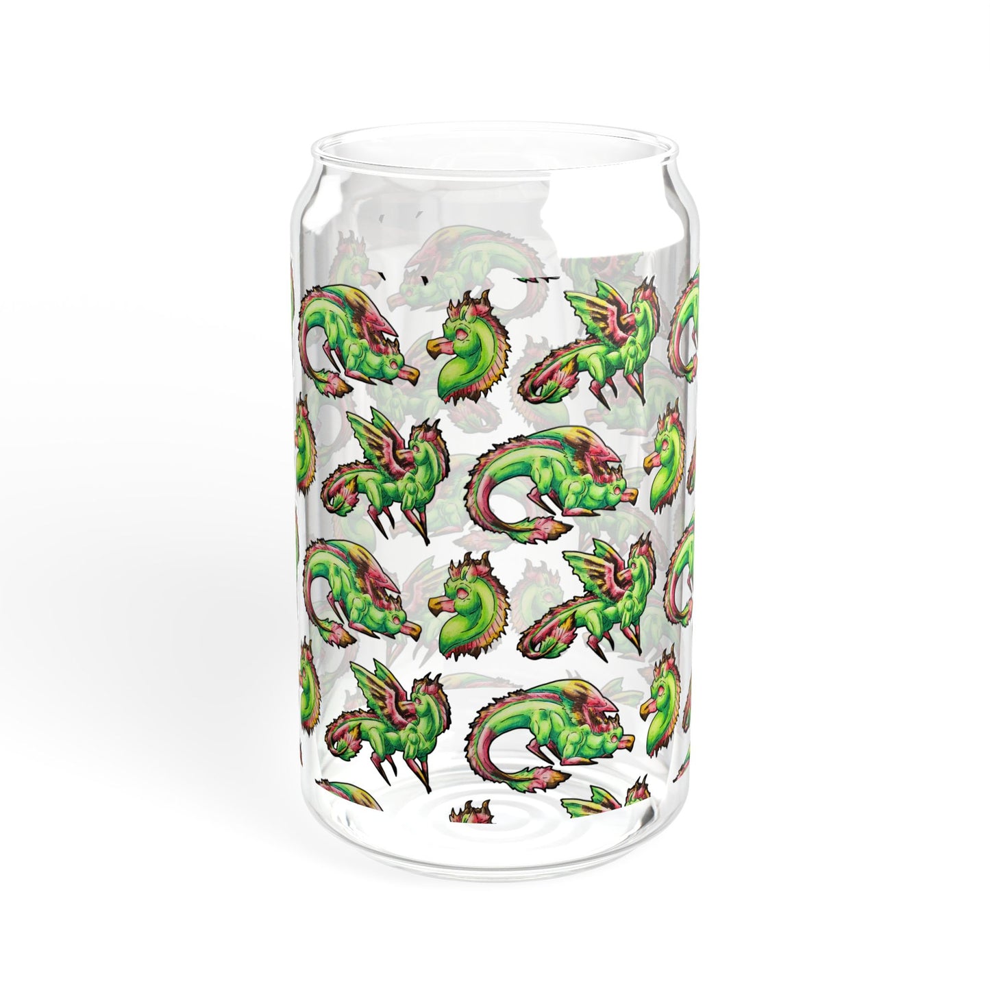 Chibi Spring Dragon Pattern- Fantasy Nature- Mythical Creature- Forest Guardian Art - Dragon Lover Gift - Sipper Glass, 16oz