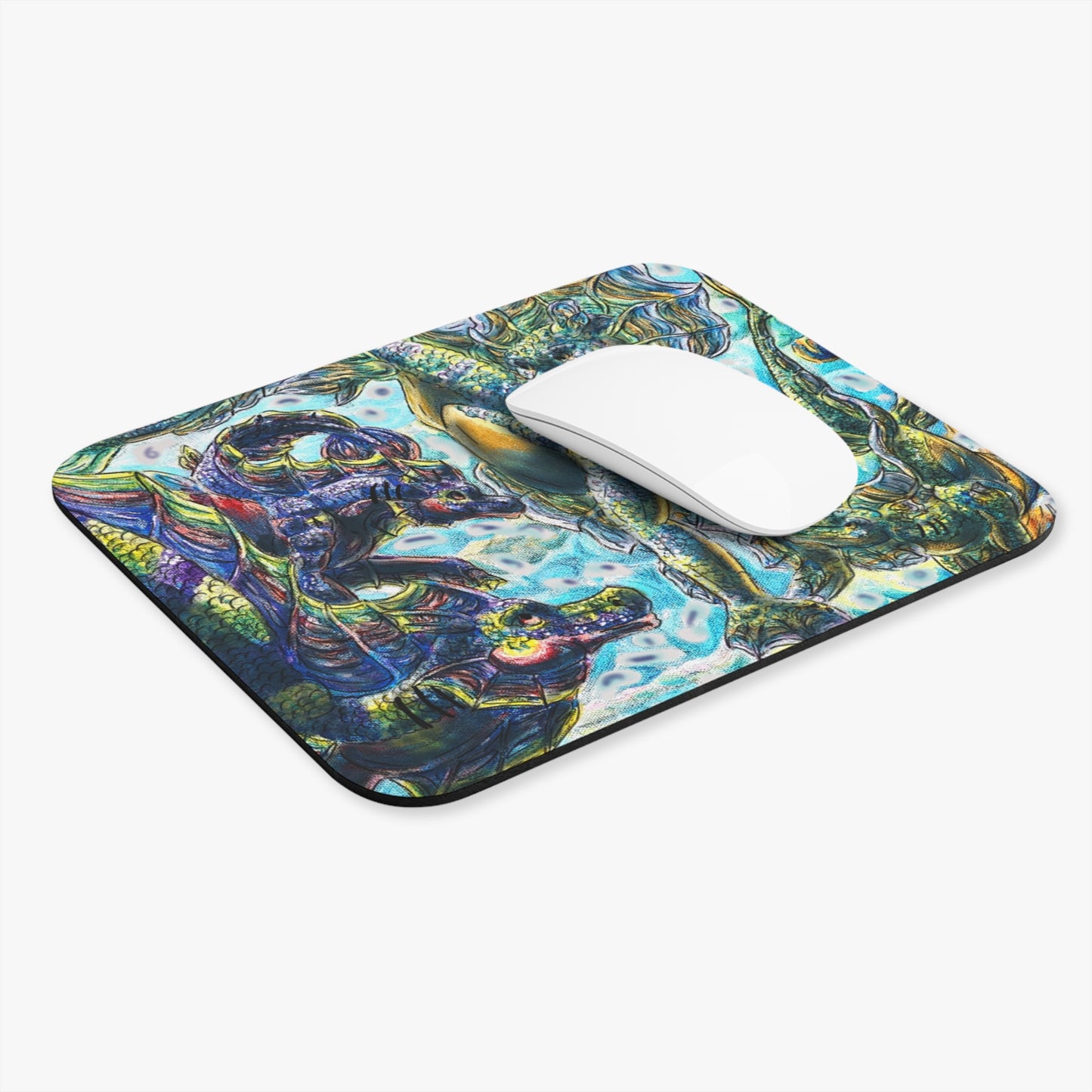 Dual Hippocampus – Dual Ocean Fantasy Art – Hippocampus Pair-Mouse Pad