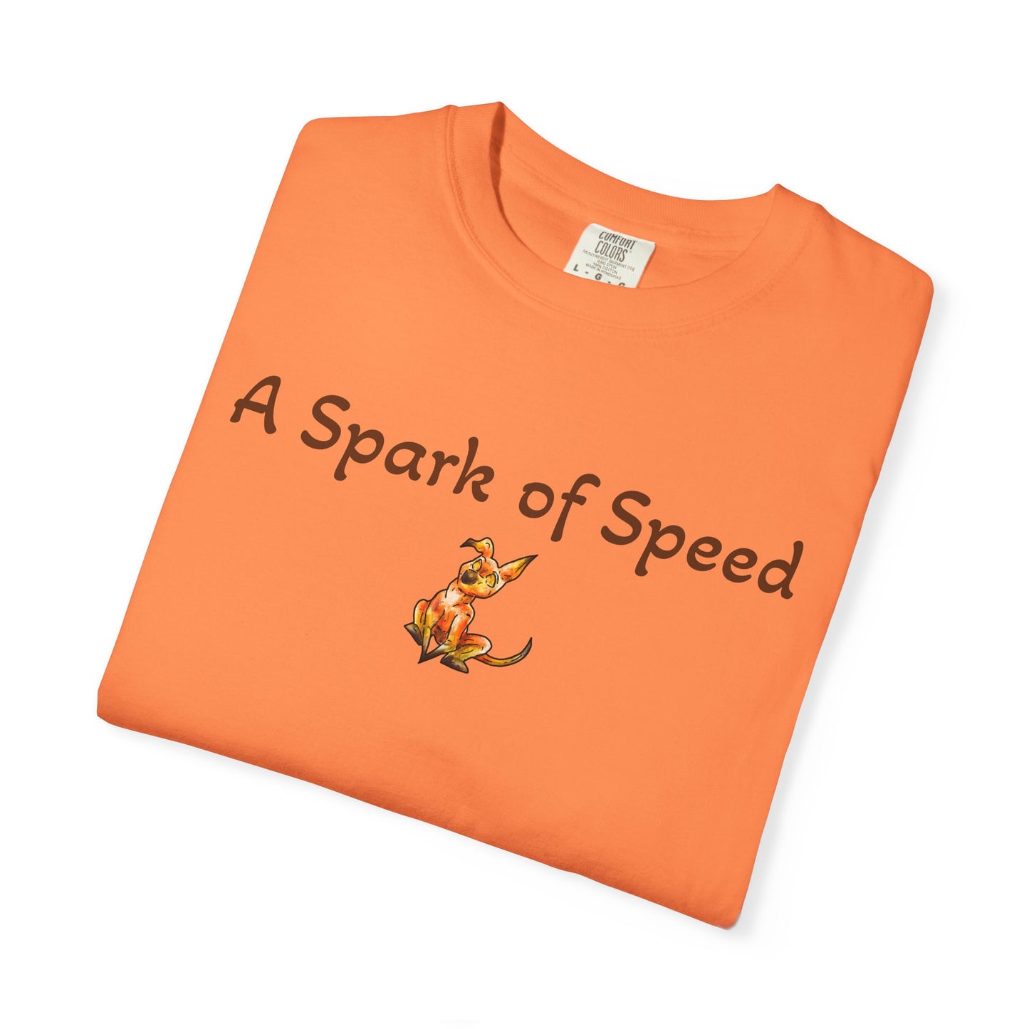 Caenin Shirt – A Spark of Speed – Chibi Orange Dog – Warm Fantasy Dog – Dog Lover Gift- T-Shirt