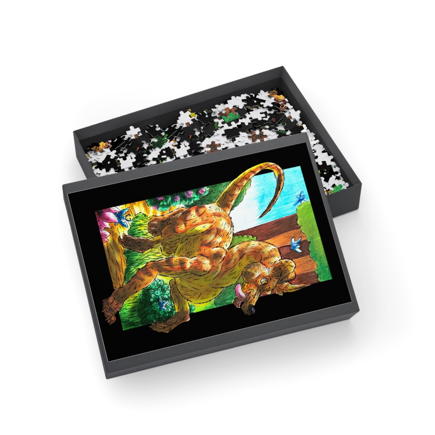 Caenin - Orange Dog – Warm Fantasy Dog Art – Fantasy Creature Decor – Dog Lover Gift - 1000pc Puzzle