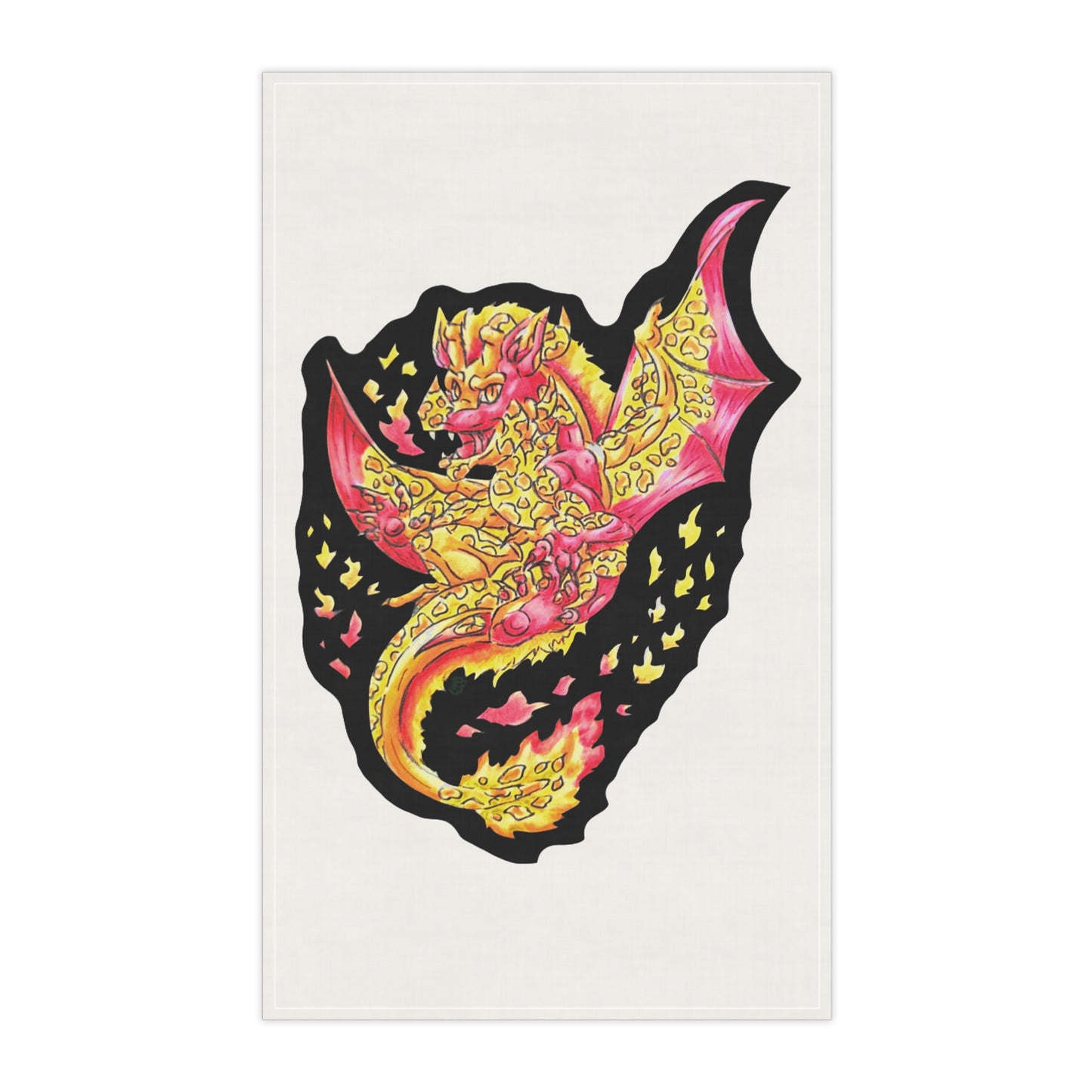 Cutesy Fire Dragon Float Tea Towels (cotton, poly)