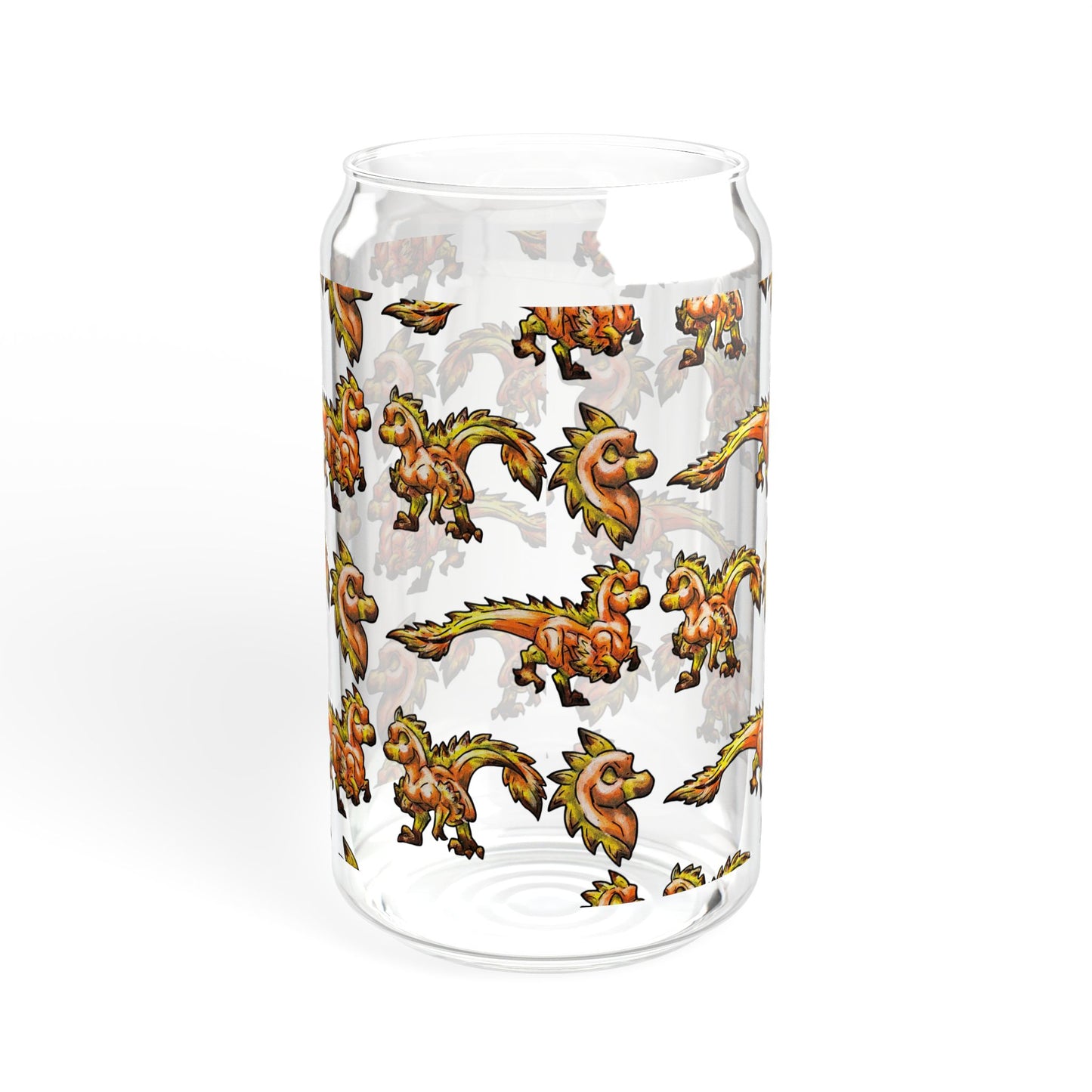 Chibi Caena the Raptor- Pattern- Dinosaur art- Prehistoric- Glass Tumbler 16oz