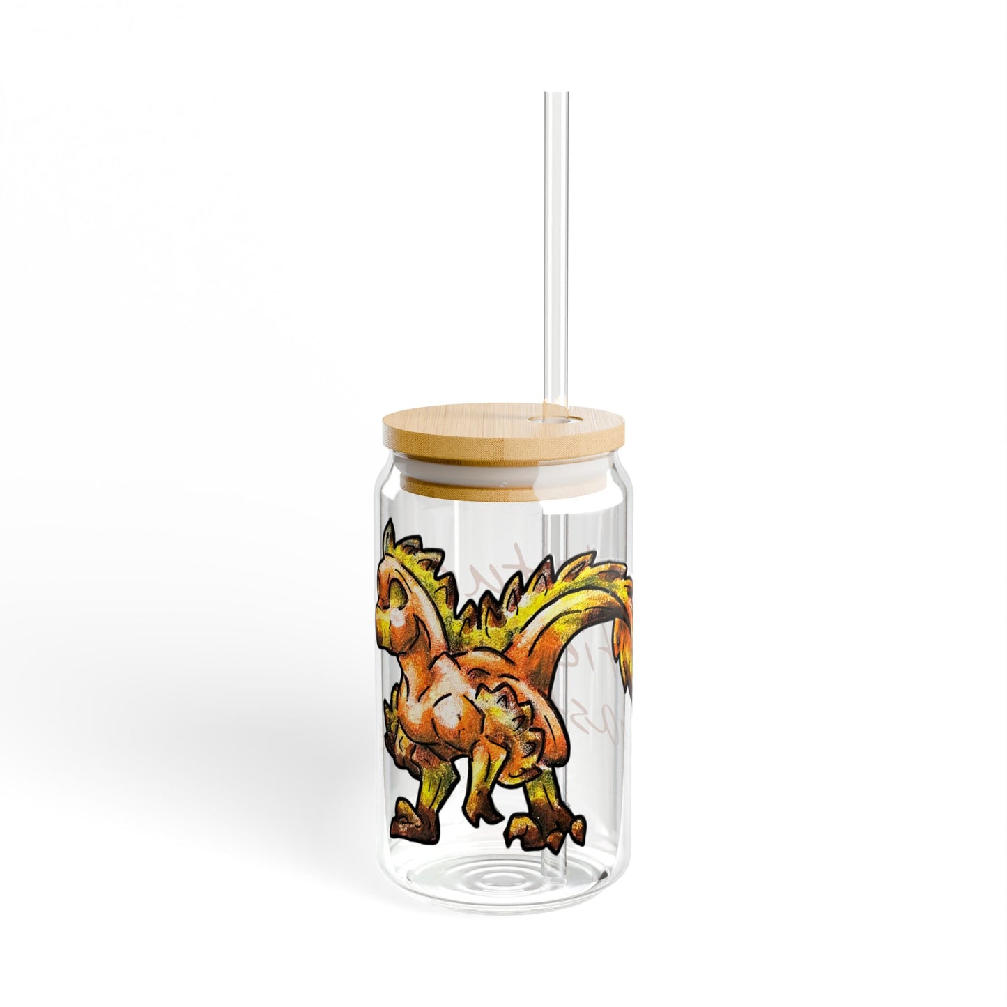 Chibi Caena the Raptor- Mastepiece- Dinosaur art- Prehistoric- Glass Tumbler 16oz
