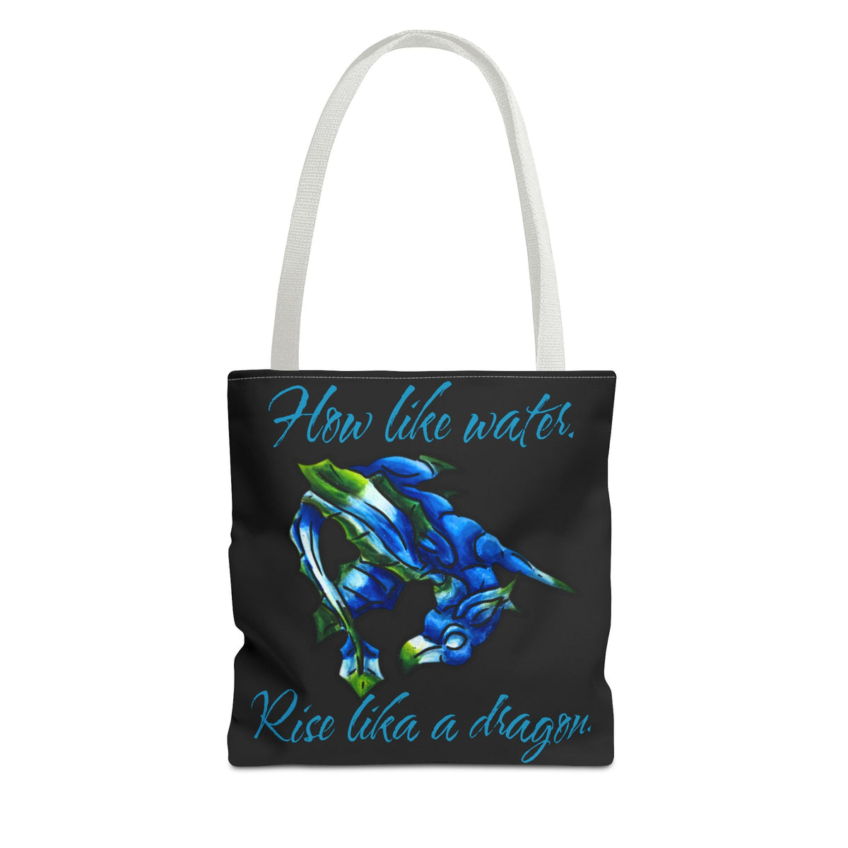 Chibi Water Dragon Art- Elemental- Aquatic Fantasy Creature- Two-Toned Tote Bag