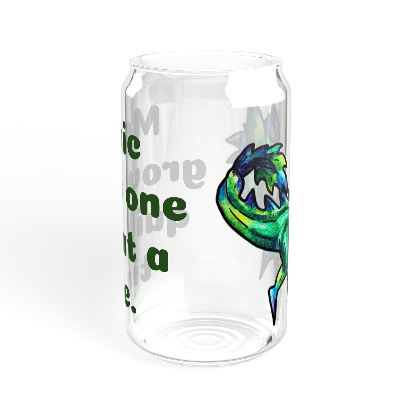 Chibi Arlathia the Hedgehog- Magic Grows- Green Creature Drawing - Cute Animal Illustration- Glass Tumbler, 16oz