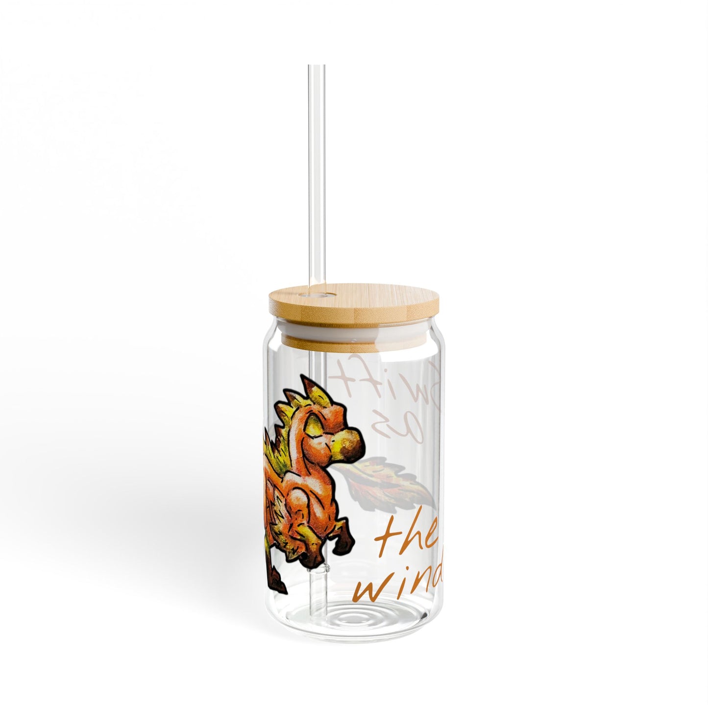 Chibi Caena the Raptor- Swift- Dinosaur art- Prehistoric- Glass Tumbler 16oz