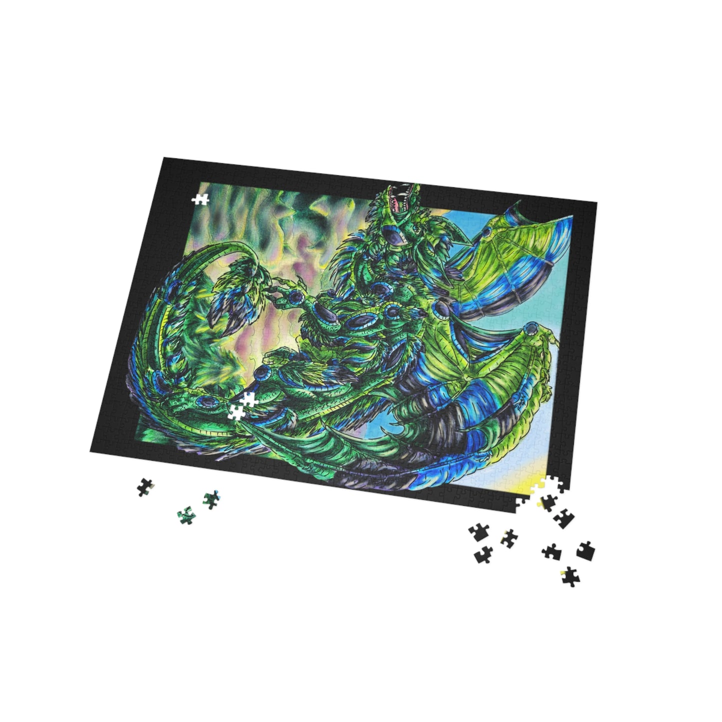 Arlith- Emerald Dragon – Aggressive Green Fantasy Dragon Art – Dragon Puzzle– Mythical Creature Decor – Dragon Lover Gift, 1000 pc Puzzle