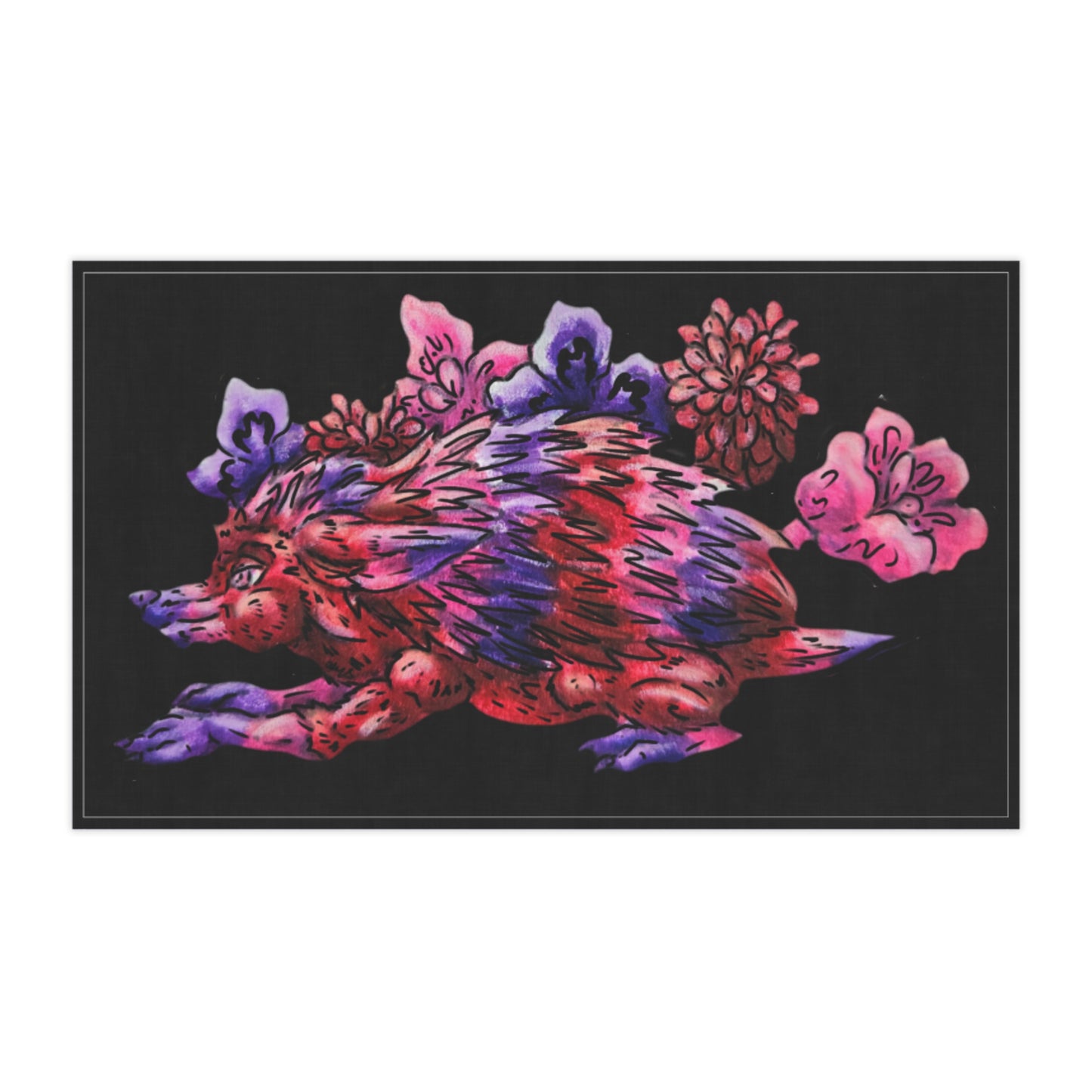 Azaela the Hedgehog Stretching Tea Towel