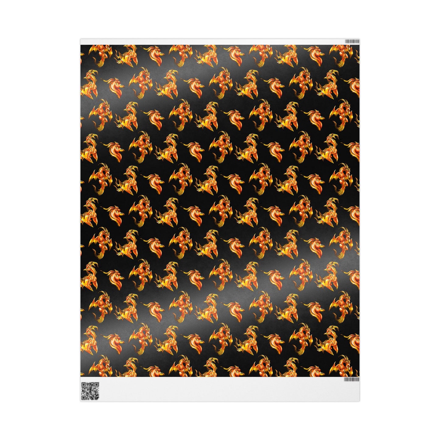 Chibi Cayene the Pheonix Pattern- Fantasy Bird Illustration- Majestic Phoenix- Wrapping paper