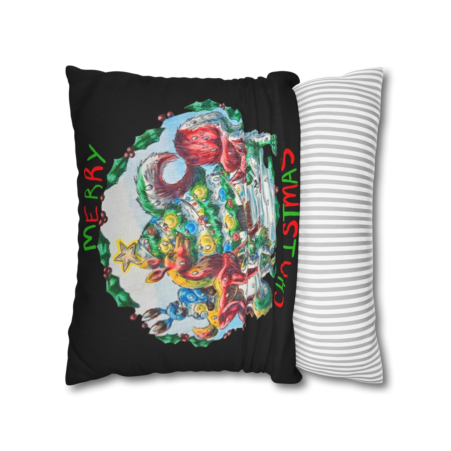 Christmas Group Spun Polyester Square Pillowcase