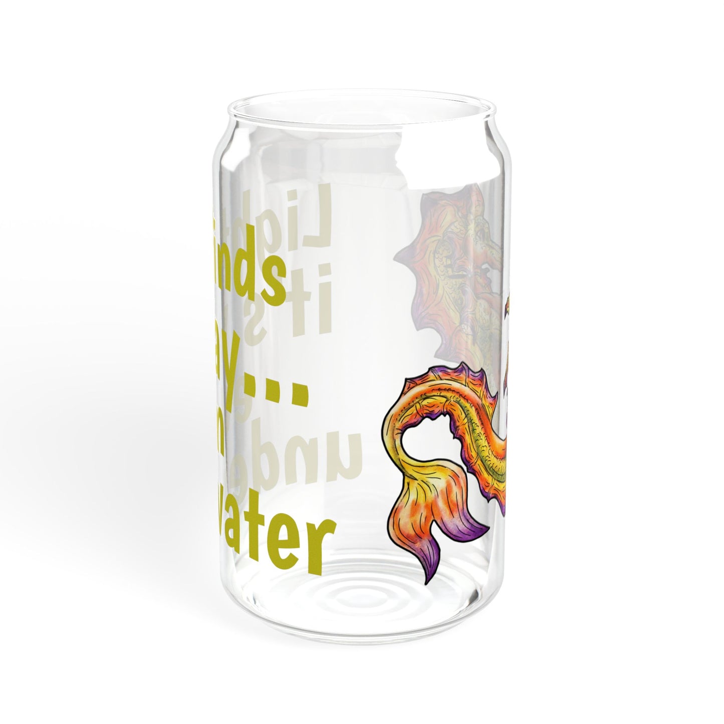 Baby Sunrise Hippocampus – Light Underwater- Golden Ocean Fantasy Art – Warm Fantasy Sea Creature Art- Glass Tumbler16oz
