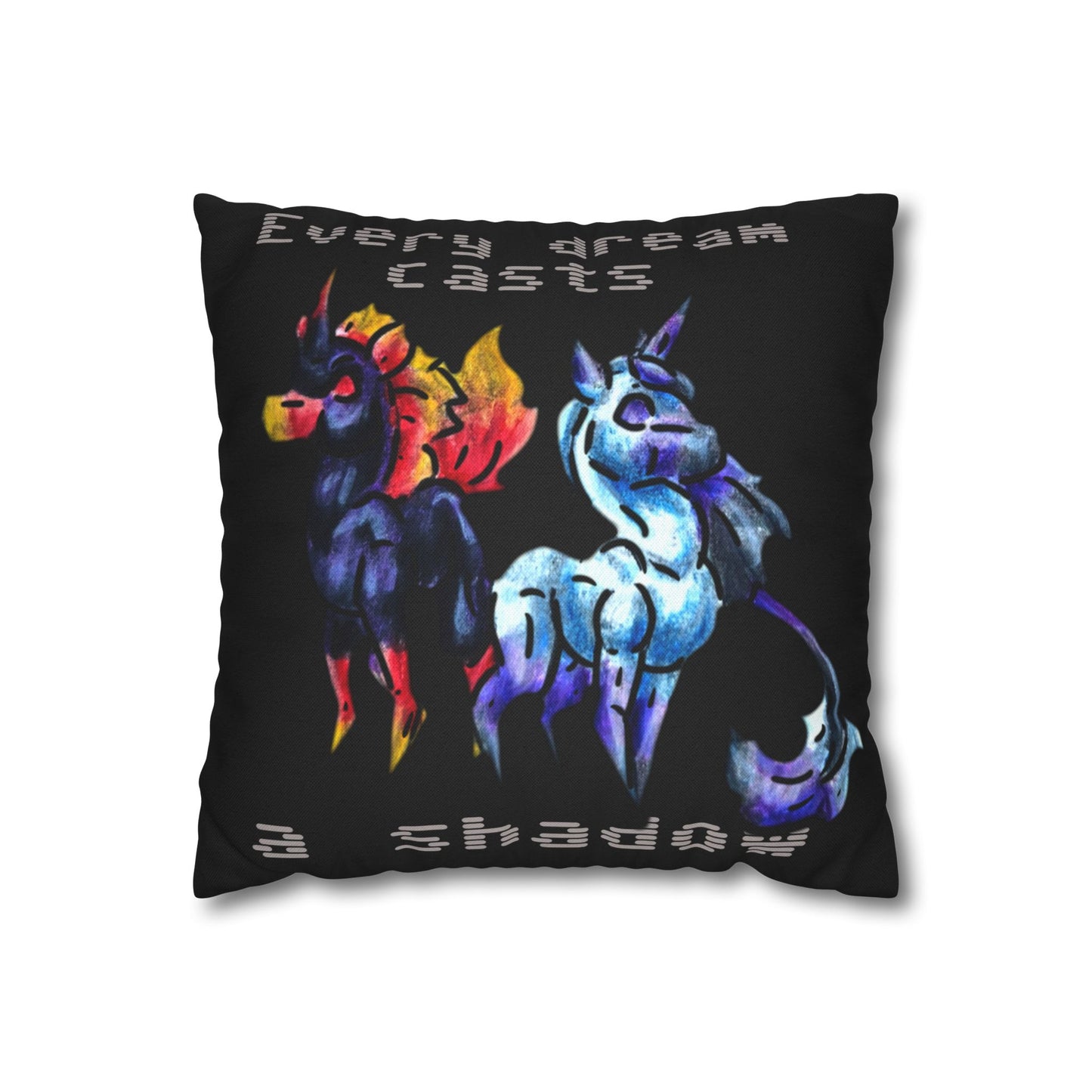 Dream and Nightmare Unicorn- Celestial Nightmare- Duality– Light and Dark Fantasy- Double-Sided Pillow