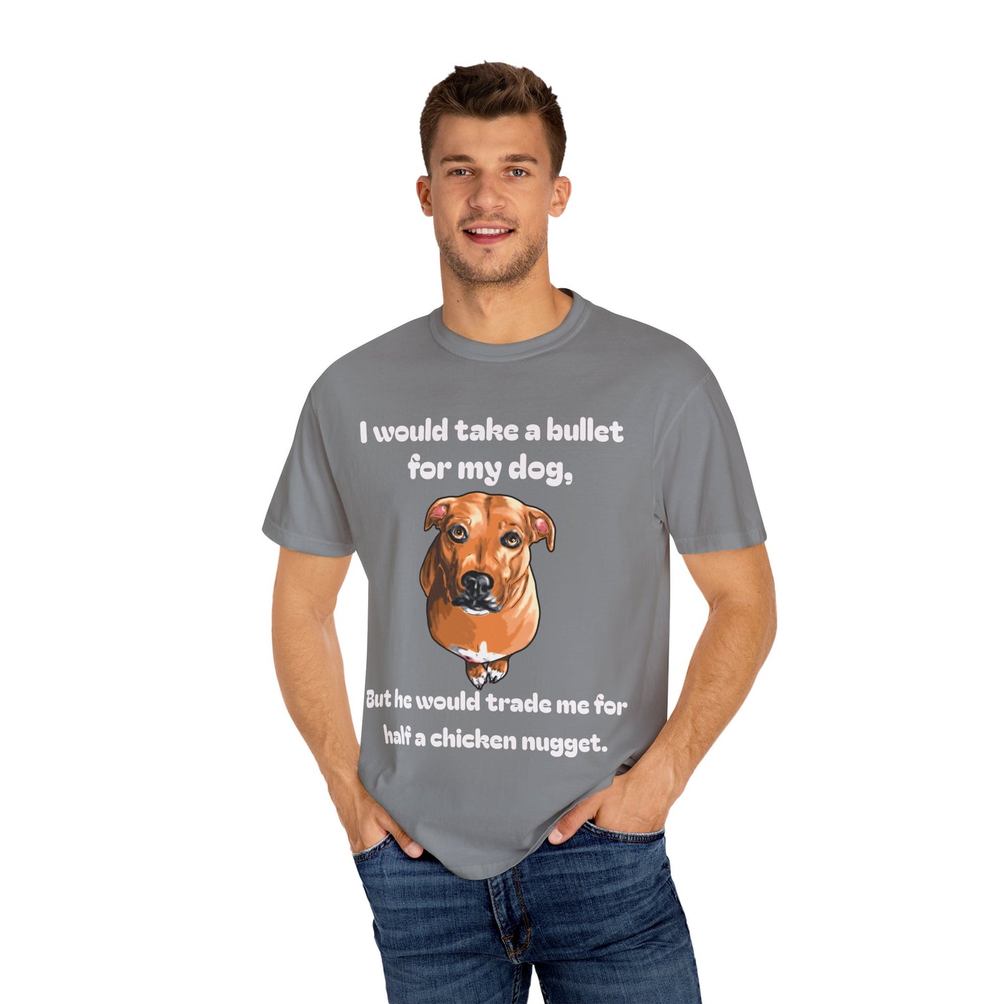 Funny Dog Shirt – Bullet For My Dog But He Would Trade Me For Chicken Nugget – Dog Mom Gift – Dog Dad Shirt – Cute Dog Lover Top