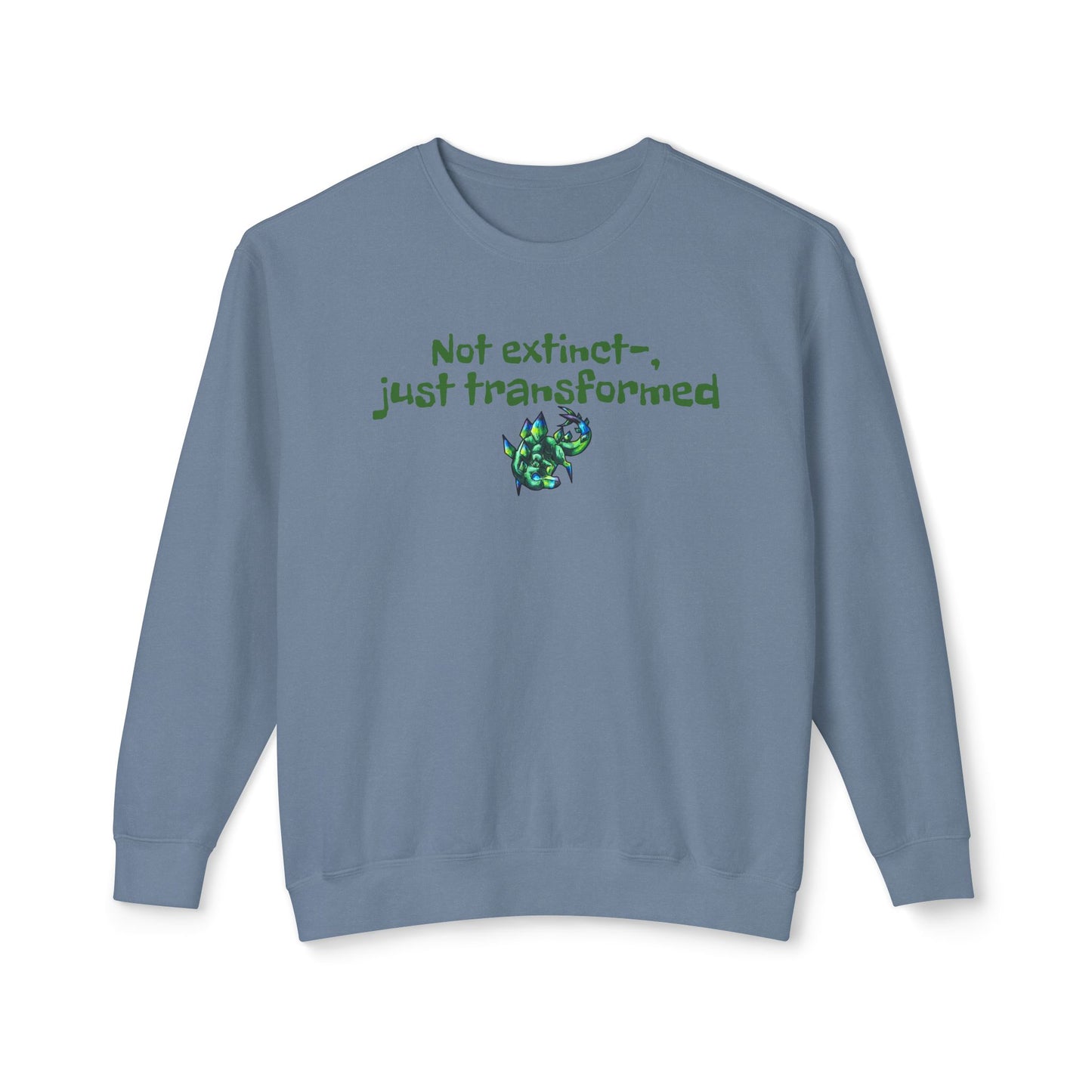 Chibi Arith the Stegosaurus-Not extinct, transformed- Chibi Dinosaur Art- Prehistoric Creature - Unisex Crewneck