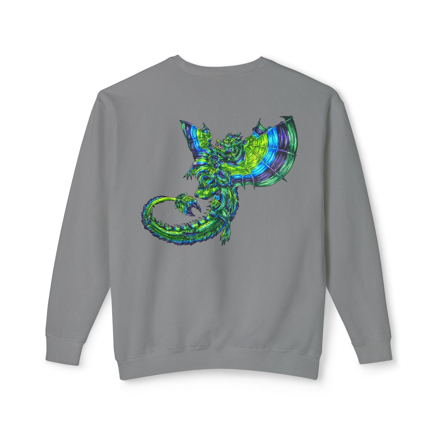 Arlith- Emerald Dragon – Aggressive Green Fantasy Dragon Art – Warning: Grumpy & Aggressive Crewneck – Mythical Creature– Dragon Lover Gift Unisex Crewneck