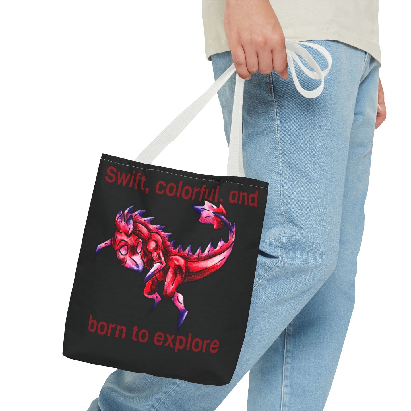 Chibi Mehr the Garudimimus- Feathered Dino- Prehistoric Dinosaur- Two-toned Tote Bag