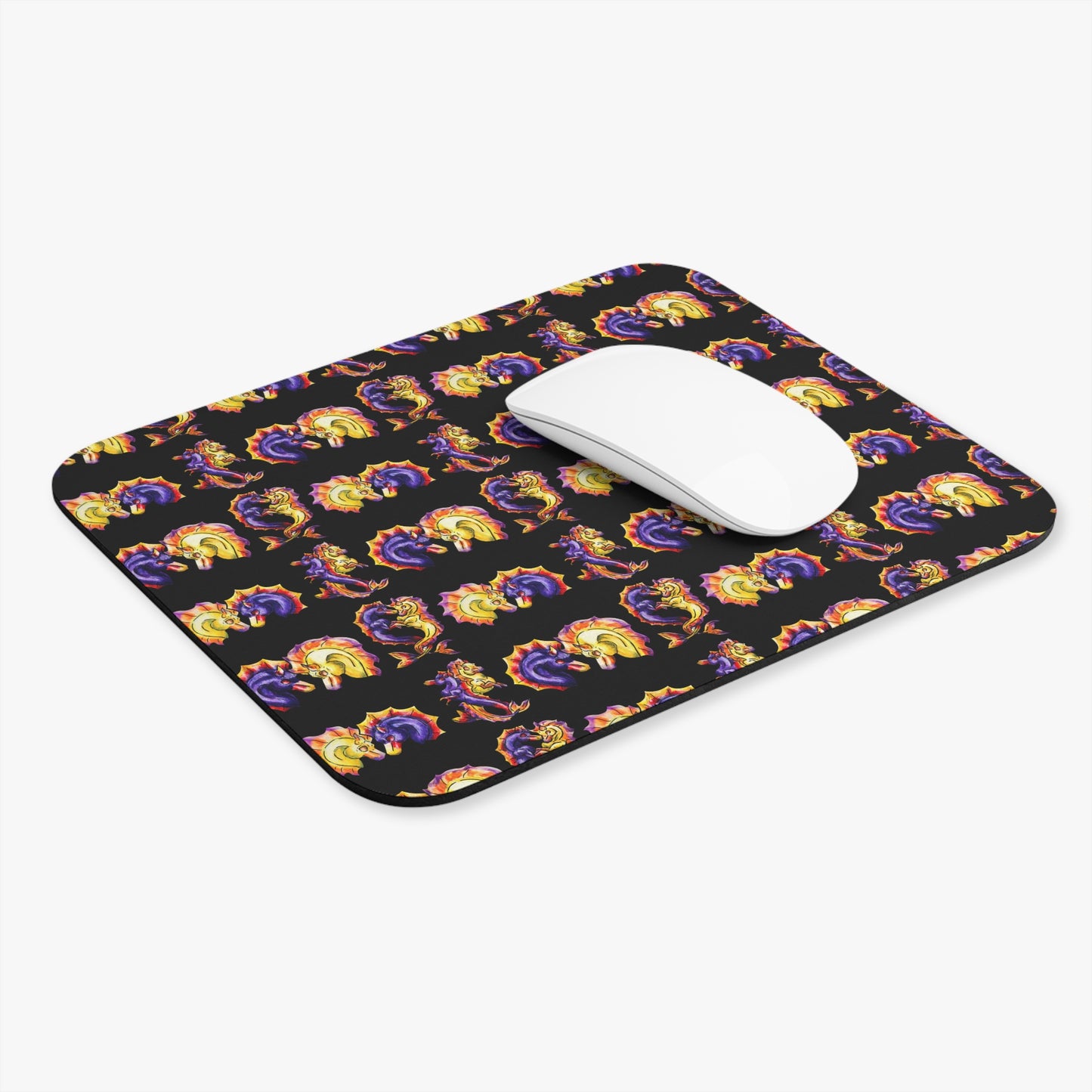 Chibi Dual Hippocampus Pattern – Dual Ocean Fantasy Art – Hippocampus Pair- Mouse Pad