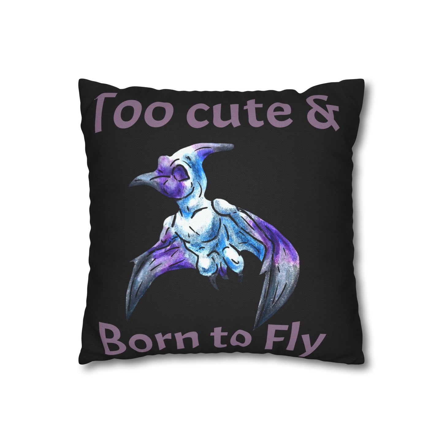 Siln – Fantasy Pterodactyl Art - Double-sided Flying Dinosaur Illustration Spun Polyester Square Pillowcase