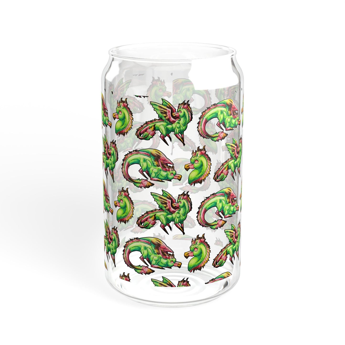 Chibi Spring Dragon Pattern- Fantasy Nature- Mythical Creature- Forest Guardian Art - Dragon Lover Gift - Sipper Glass, 16oz