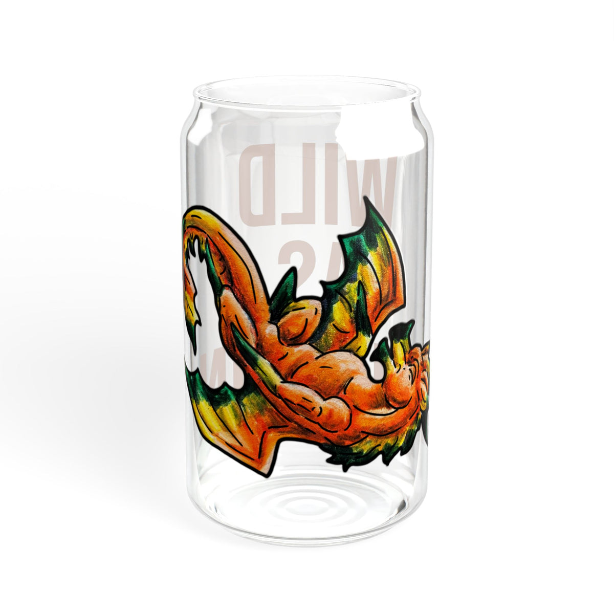 Chibi Fall Dragon- Wild- Autumn Fantasy- Glass Tumbler, 16oz