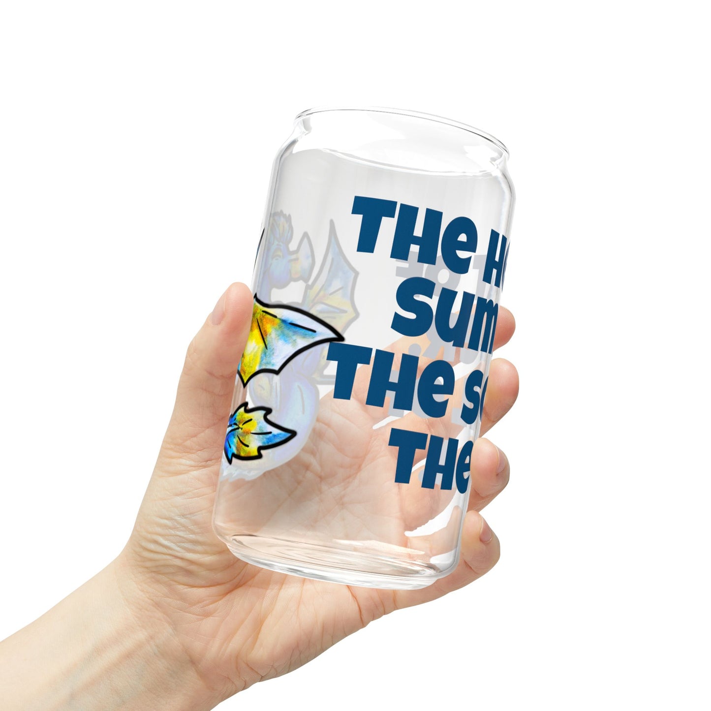 Chibi Summer Dragon- Heat & Soul- Summer Fantasy- Sunlit Tide Dragon- Glass Tumbler 16oz