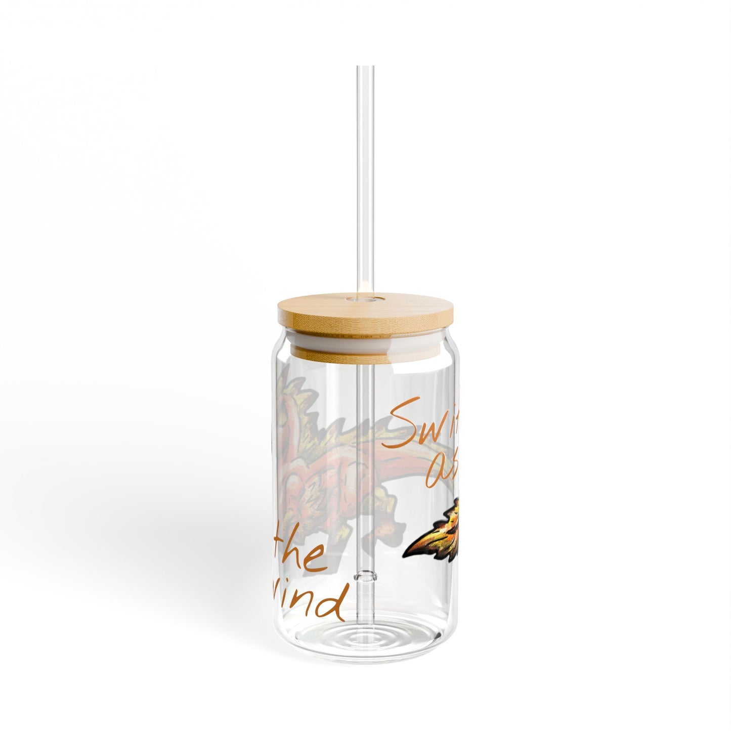 Chibi Caena the Raptor- Swift- Dinosaur art- Prehistoric- Glass Tumbler 16oz