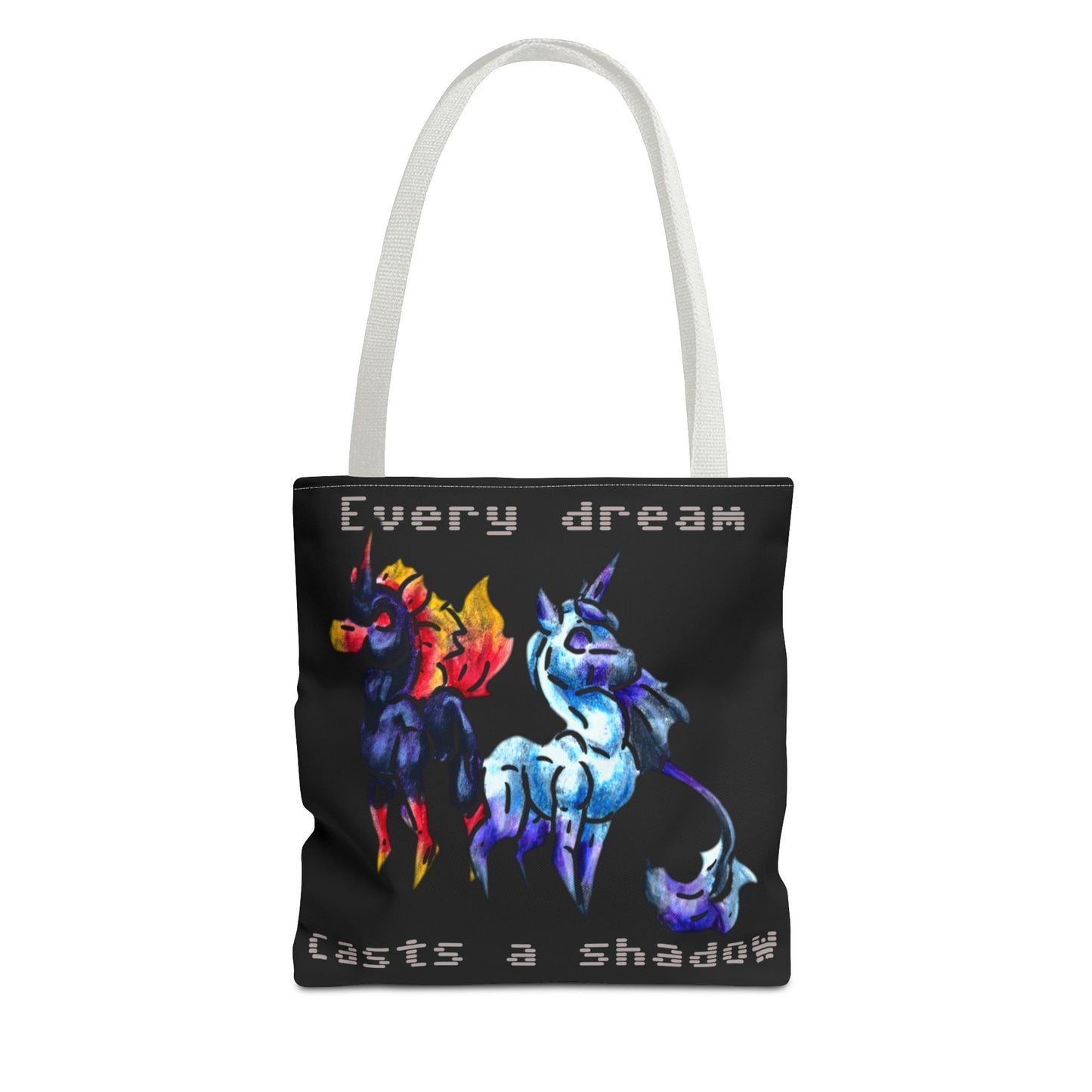 Chibi Dream and Nightmare Unicorn- Celestial Nightmare- Duality– Light and Dark Fantasy- Double-Sided Tote Bag
