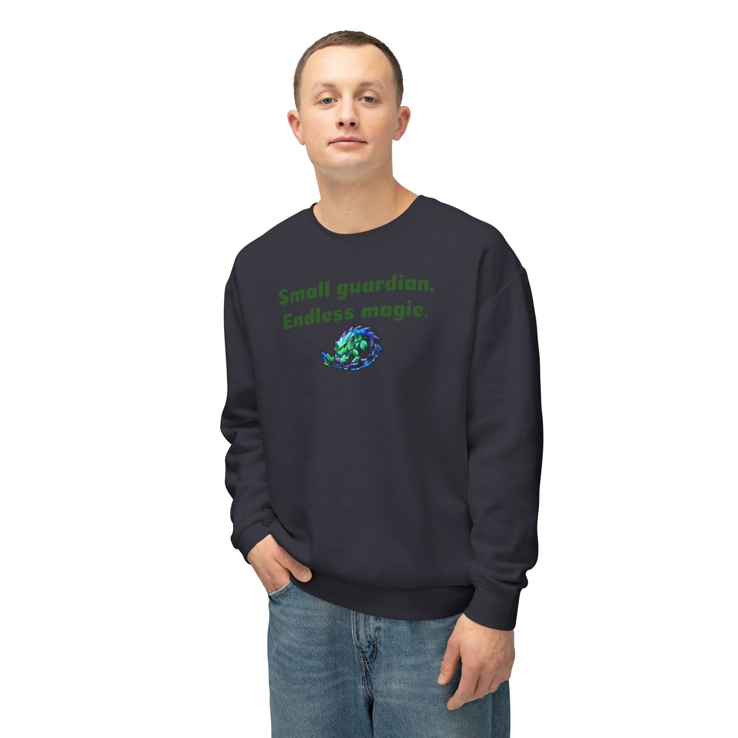 Chibi Arlathia the Hedgehog- Endless Magic- Green Creature Drawing - Cute Animal Illustration- Crewneck