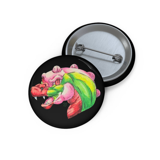 Cutesy Dimetrodon Head Custom Pin Buttons